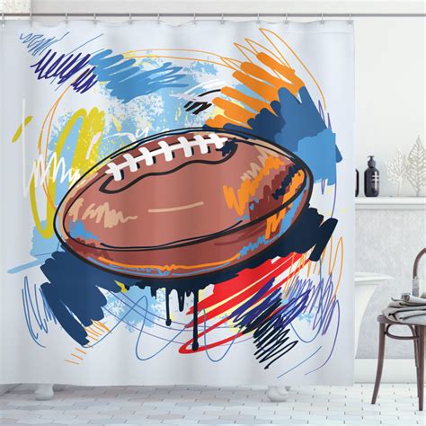 Rugby Ball Doodle Art Shower Curtain Shop Shower Curtains Wall