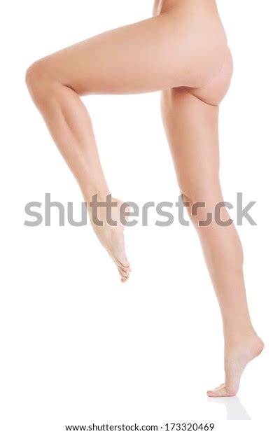 Shaved Smooth Womans Long Legs Isolated Stock Photo 173320469