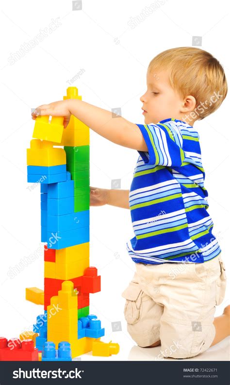 Cute Little Boy Playing Building Blocks Stock Photo 72422671 Shutterstock