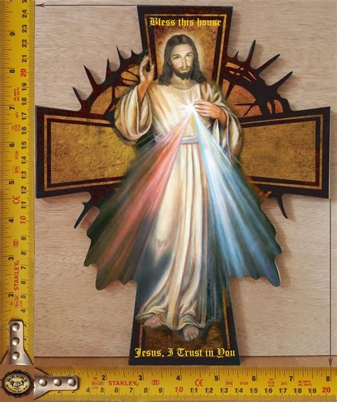 Divine Mercy Cross Gold Plated With 24 Carats With A Glossy Finish