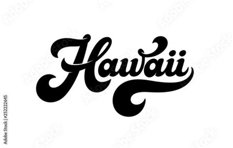 Vintage Hawaii Vector Lettering In Retro Style Isolated On White