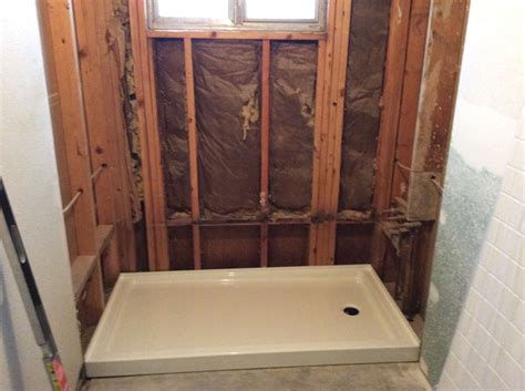If a new wall is needed, the whole shower surround would need to. Bathroom Renovation: Delta UPstile Shower Install {My Dad ...