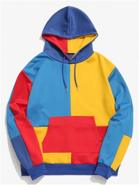 Zaful Color Block Splicing Pocket Hoodie Fashion Clothes Women