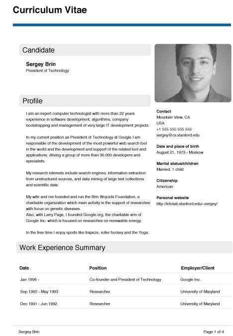 Professionally written free cv examples that demonstrate what to include in your curriculum vitae and how to structure it. Awesome Personal Information Cv Template Collection