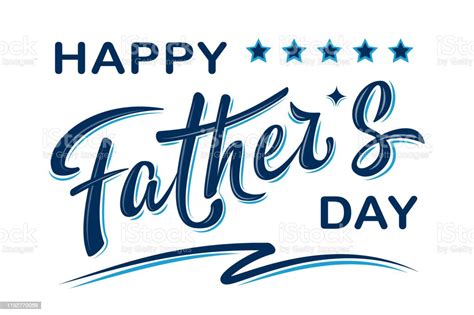 Happy Fathers Day Poster With Handwritten Lettering Text Stock 