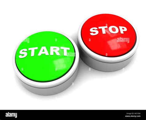 3d Illustration Of Start And Stop Buttons Over White Background Stock