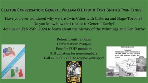 Clayton Conversation General William O Darby And Fort Smiths Twin Cities 514 N 6th St Fort
