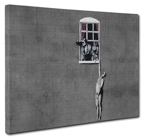 Banksy Print Well Hung Lover Window Cheat Canvas Picture Wall Art 51 X