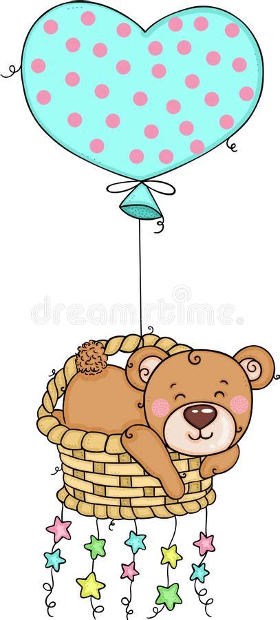 Cute Teddy Bear Flying Balloons Stock Vector Illustration Of Postcard