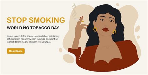 Молодая женщина курящая сигарету иллюстрация вектора проверки здоровья всемирный день без