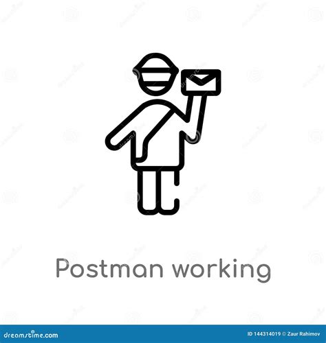 Outline Postman Working Vector Icon Isolated Black Simple Line Element