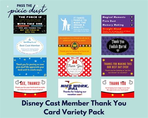 Set Of 12 Disney Cast Member Thank You Card Variety Pack Etsy