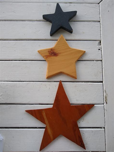 Lot Of 3 Vintage Primitive Wooden Stars Etsy