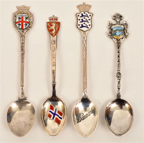 Lot 4 Souvenir Spoons Sterling And 800 Silver