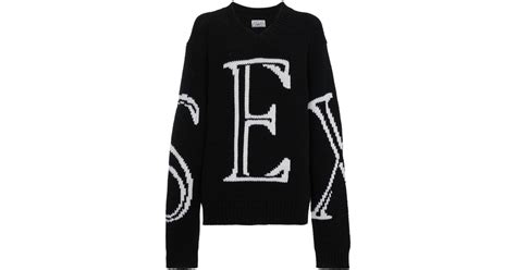 Ashley Williams Sex Intarsia Oversized Wool Sweater In Black Lyst