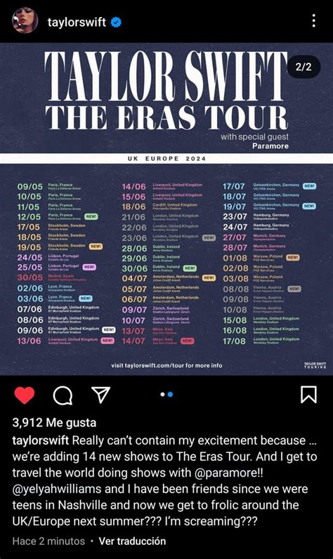Taylor Adds More Dates To The European Leg Of The Eras Tour R