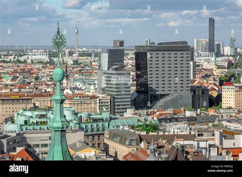 Vienna Cityscape View Of The Business District Of Vienna Pictured From