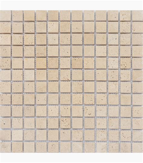 1×1 Ivory Tumbled Travertine Mosaic Ozer Tile And Stone