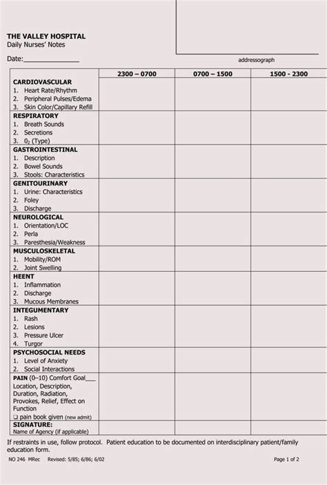 Examples Of Good Nurse Charting