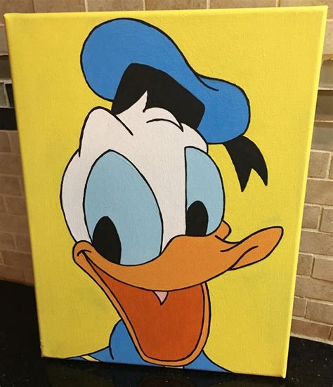 Disneys Donald Duck Original Acrylic Painting Hand Painted Head