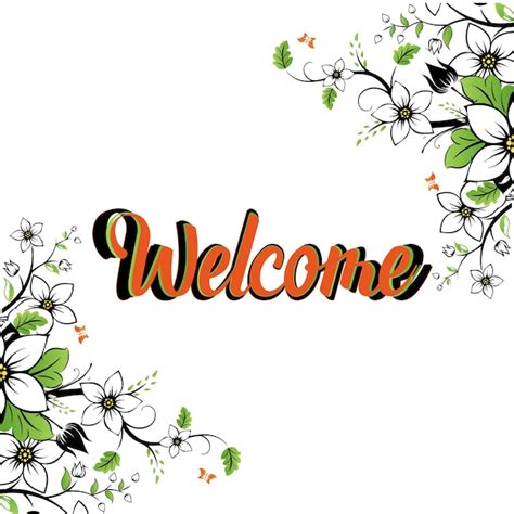 Premium Vector Welcome Sign Letters With Confetti Background Banner