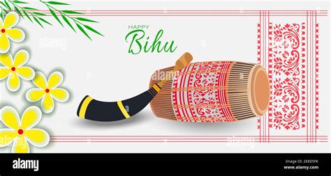 Vector Illustration Of Happy Rongali Bihu Assamese New Year Indian