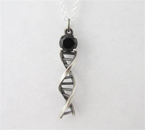Dna Jewelry Necklace Pendant Sterling Silver Chain Black Onyx