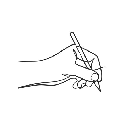 Premium Vector Continuous Line Drawing Of Hand Holding Pen And