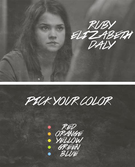 Two Posters With The Words Ruby Elizabeth Day And Red Orange Yellow
