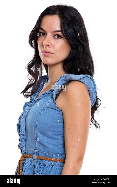 Studio Shot Of Young Beautiful Spanish Woman Stock Photo Alamy
