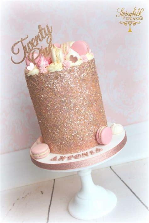 Rose Gold Cake Rose Gold Glitter Cake Tall Rose Gold Glittery Birthday Cake With Ma Th