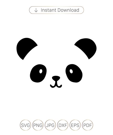 Panda Outline Svgpanda Face Svg Dxf Cuttable Cute Plain Etsy Canada