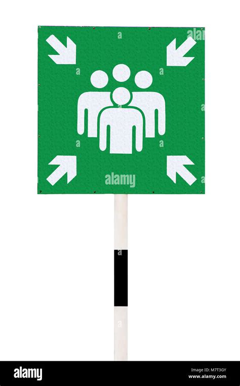 A Emergency Assembly Point Green Sign Isolated On White Background