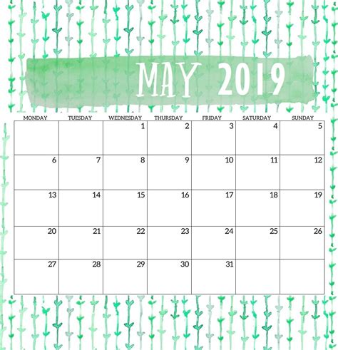 Free May 2019 Printable Calendar