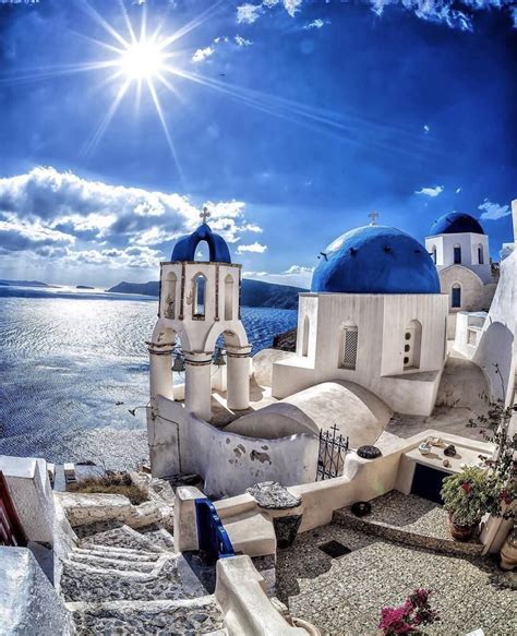 Bathed In Blue Rooftop Greece Santorini Greece Greece Travel