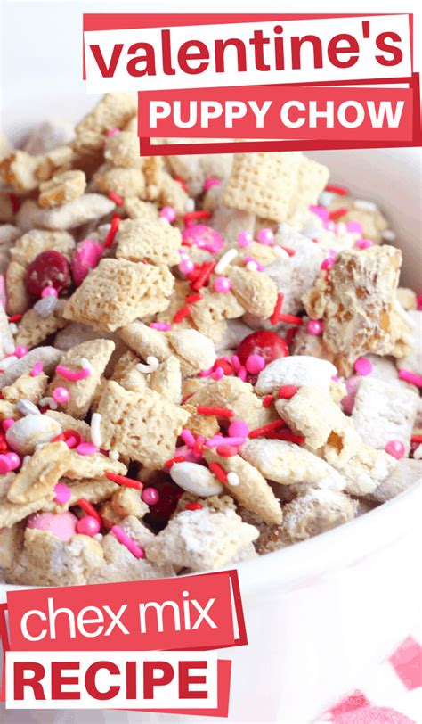 Then, combine chocolate chips, peanut butter, butter and vanilla. Valentine Chex Mix Snack Recipe - How to Make Pink Puppy ...