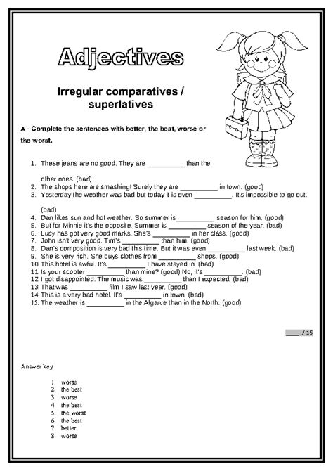 Irregular Comparatives And Superlatives Worksheet My English