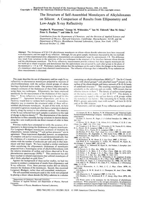 Reprinted From The Journal Of The American Chemical Society 1989