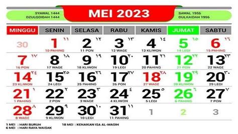 Kalendar Jawa Besok 6 Mei 2023 Weton Sabtu Pahing Mudah Goyah Saat