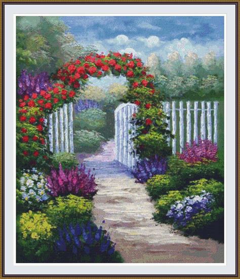 White Picket Fence - Counted cross stitch pattern in PDF format by