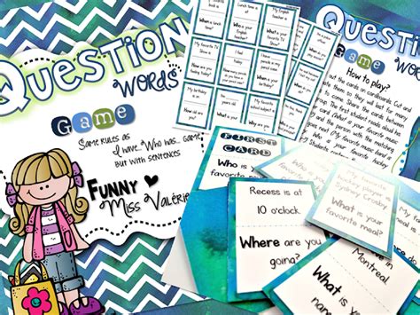 Funny Miss Valérie Question Words Drawing Activities Words Word Games