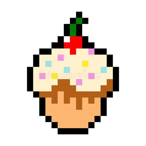 Pixel Cupcake Image For Game 8 Bit Stock Vector Illustration Of Logo