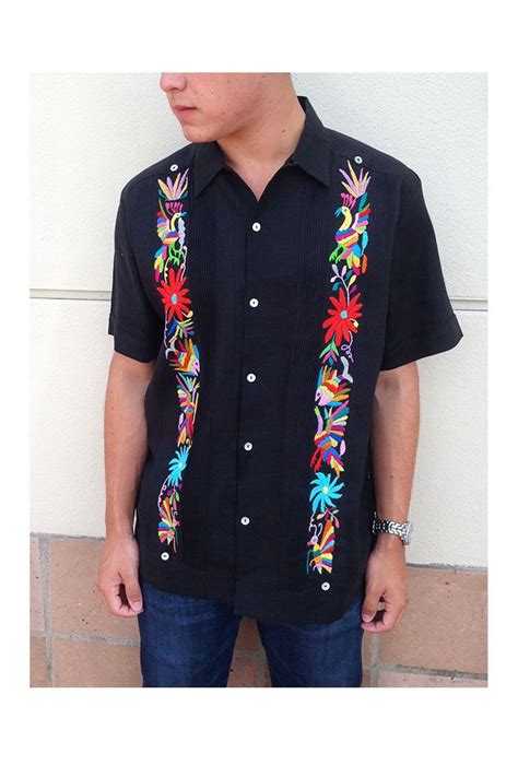 guayabera with otomi embroidery traditional mexican shirts mexican shirts for men mexican outfit