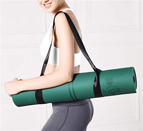 iuga eco friendly yoga mat with alignment lines free carry strap non slip tpe yoga mat for all