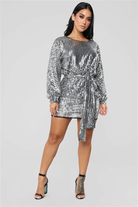 Wheres The Party At Sequin Dress Silver Fashion Nova Luxe