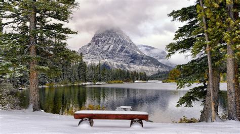 Bench By The Lake In The Winter Windows 10 Hd Wallpapers Preview