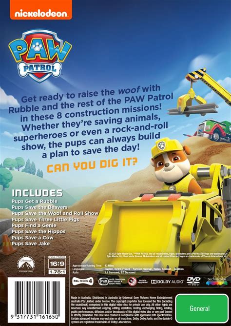 Paw Patrol Rubble On The Double Dvd
