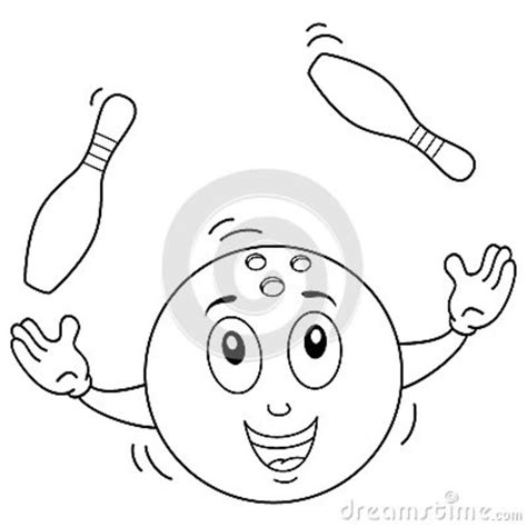 Coloring Bowling Ball Character With Skittles Stock Vector