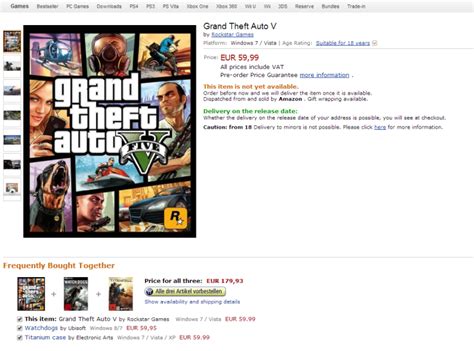 Gta 5 Pc Up For Pre Orders On Amazon German And Gameholds In Uk