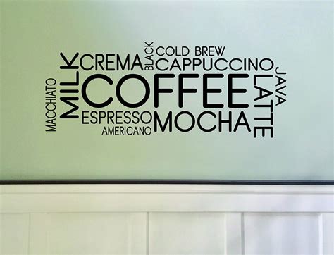 Coffee Quote Wall Decals For Cafe Removable Diy Vinyl Art Stickers Home